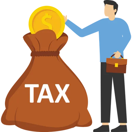 Businessmen Have To Pay Taxes Even When The Economy Is Bad Vector Illustration Design Concept In Flat Style Illustration