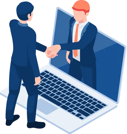 Businessmen Having Online Agreement Illustration