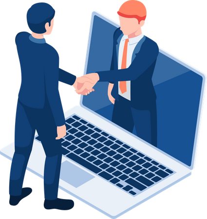 Businessmen Having Online Agreement  Illustration