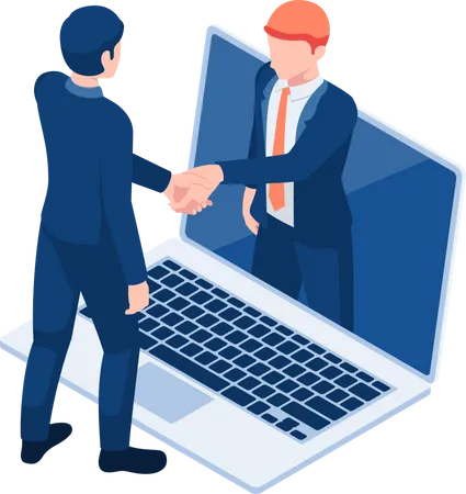 Businessmen Having Online Agreement  Illustration