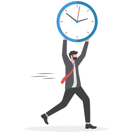 Businessmen hold a clock overhead  Illustration