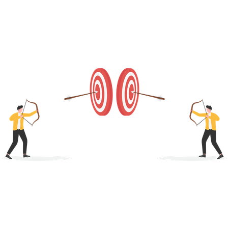 Businessmen holding a bow and arrows than taking a target  Illustration