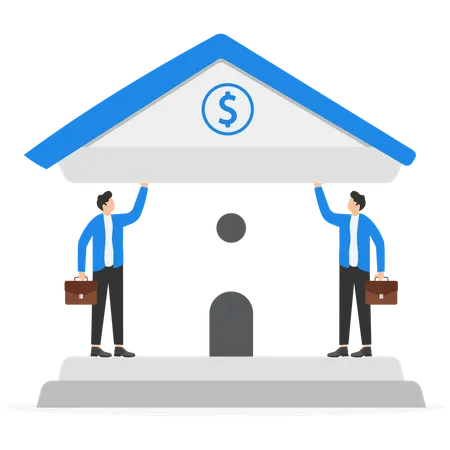 Businessmen holding bank  Illustration