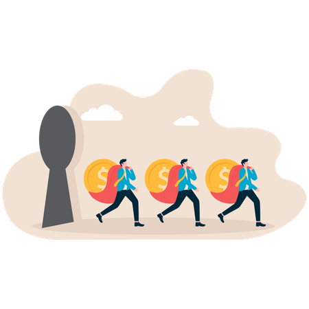 Businessmen holding dollar coin  Illustration