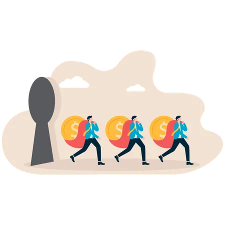Businessmen holding dollar coin  Illustration
