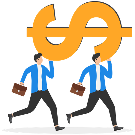 Businessmen holding dollar sign  Illustration