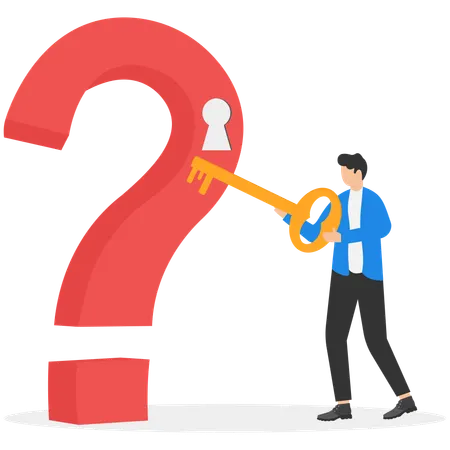 Businessmen holding golden key to unlock lock  Illustration
