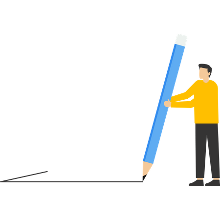 Businessmen holding large pencil draw outline  Illustration