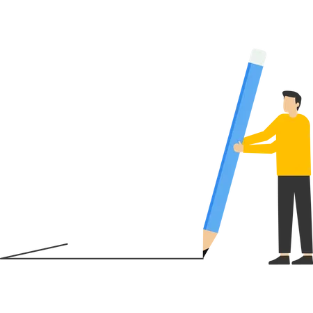 Businessmen holding large pencil draw outline  Illustration