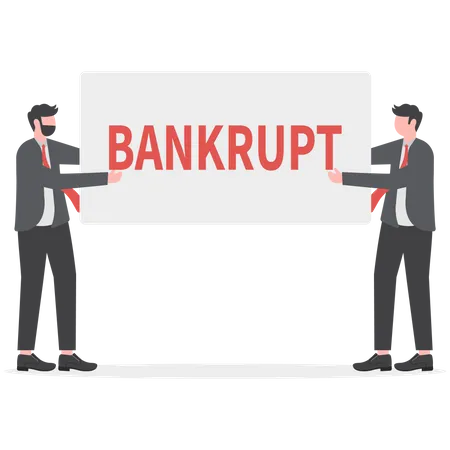 Businessmen Hold Placards With Text Bankrupt Financial Crisis Concept Illustration