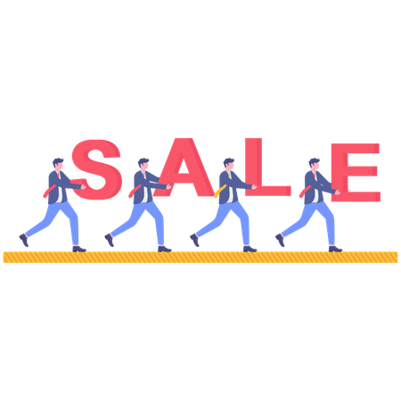 Businessmen holding SALE word  Illustration