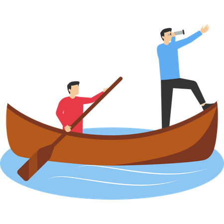 Businessmen in rowing boat  Illustration