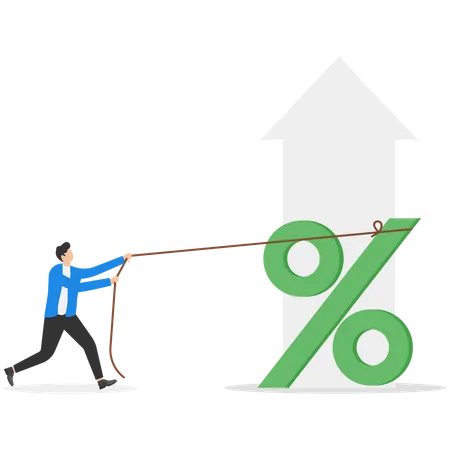 Businessmen Increase Interest Rates In The Market Investment Profit And Dividend Flat Vector Illustration Illustration