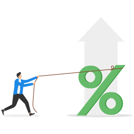 Businessmen increase interest rates in market  Illustration