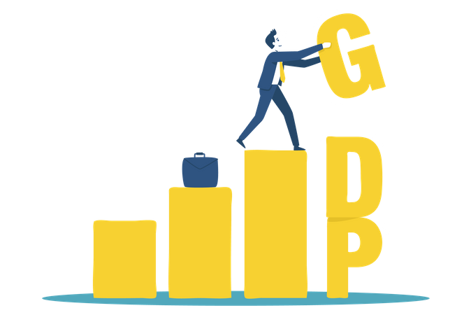 Businessmen invest in country GDP  Illustration