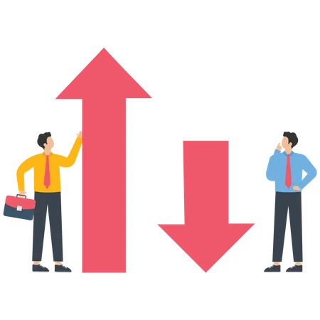 Businessmen is holding an up arrow  Illustration