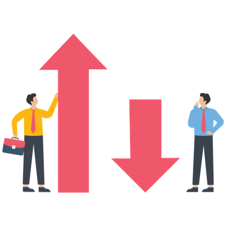 Businessmen is holding an up arrow  Illustration