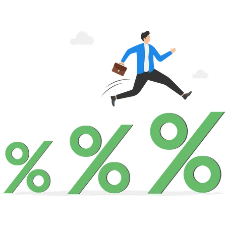 Businessmen jump for large percentage  Illustration