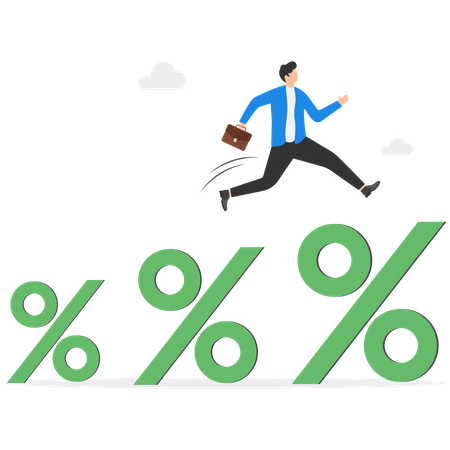 Businessmen jump for large percentage  Illustration