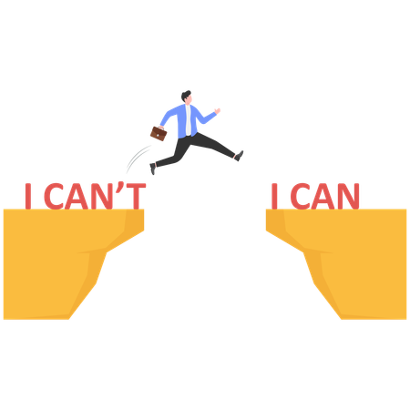 Businessmen jump from cant to can  Illustration