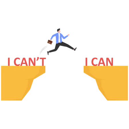 Businessmen jump from cant to can  Illustration