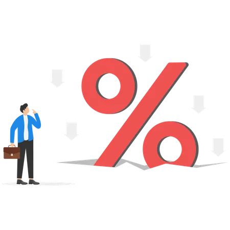 Businessmen Look At The Shrinking Percent Sign Concept Business Vector Illustration Illustration