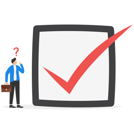 Businessmen look high at big checkboxes  Illustration