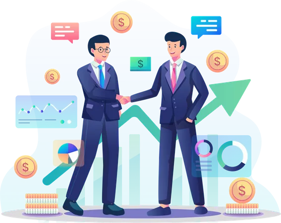 Businessmen making business partnership  Illustration