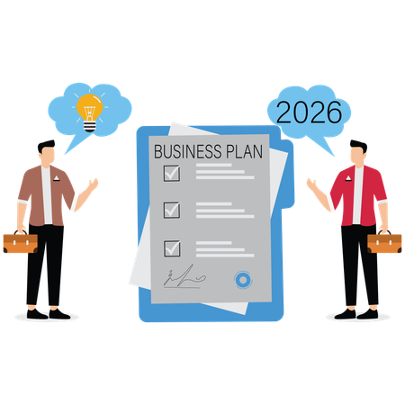 Businessmen making Business  plan  Illustration