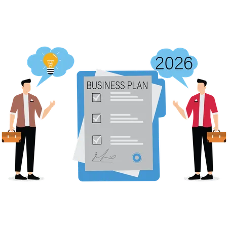 Businessmen making Business  plan  Illustration