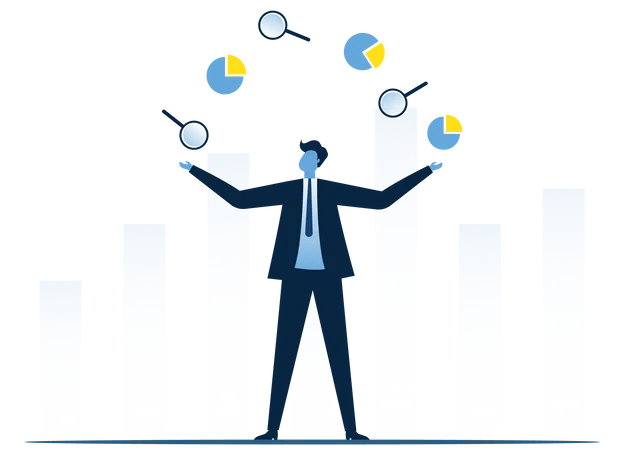 Businessmen operate in markets  Illustration