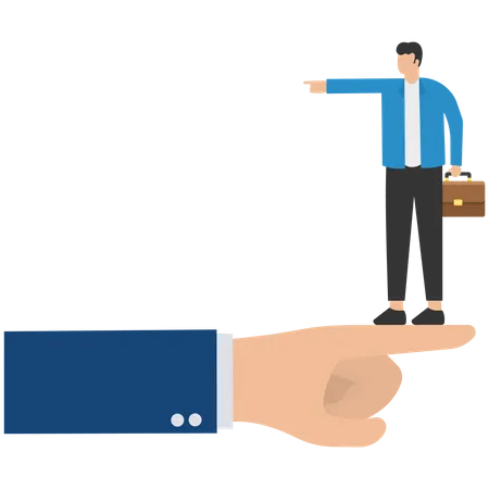 Businessmen pointing in different directions, concept  Illustration