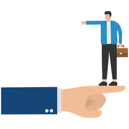 Businessmen pointing in different directions, concept  Illustration