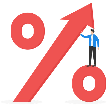 Businessmen Pull Up The Percent Sign Revenue Growth Illustration