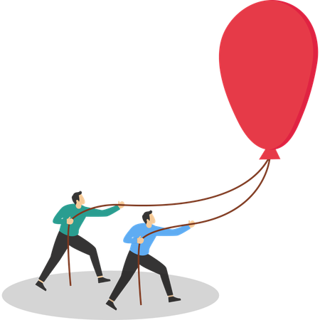 Businessmen pulling balloon  Illustration