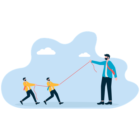 Businessmen pulling rope from businessman  Illustration