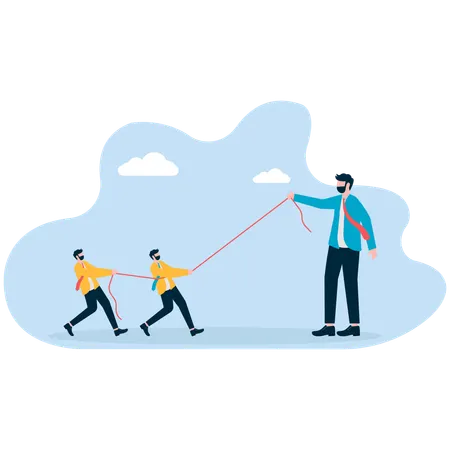 Businessmen pulling rope from businessman  Illustration