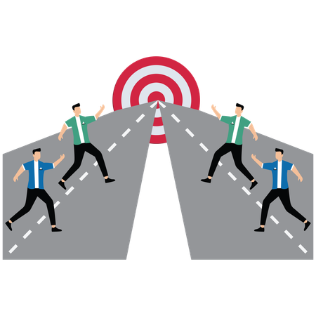 Businessmen pursuing a common goal  Illustration