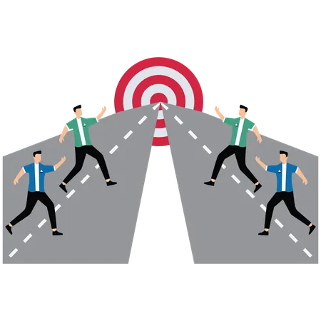 Businessmen pursuing a common goal  Illustration
