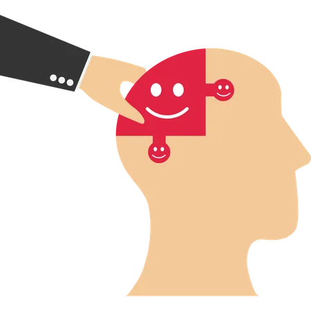 Businessmen put Positive thinking signs on big head human  Illustration