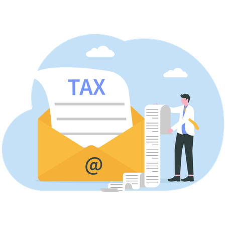 Businessmen receive letter tax  Illustration