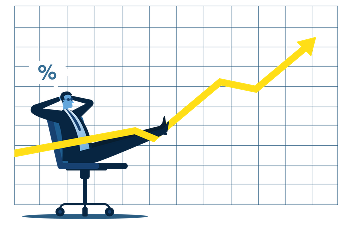 Businessmen run the business, take the company to the top in the market, beat the competitors to the 1st place.  イラスト