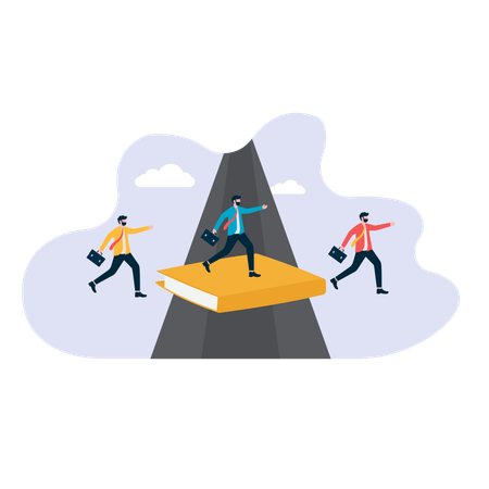Businessmen running on book  Illustration