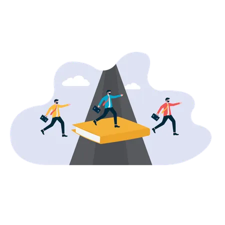 Businessmen running on book  Illustration