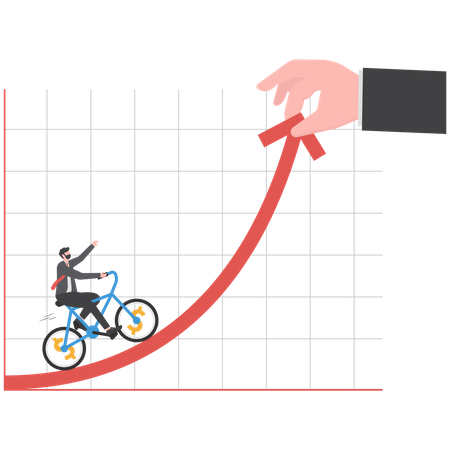 Businessmen running towards growth to improve progress and success.  Illustration