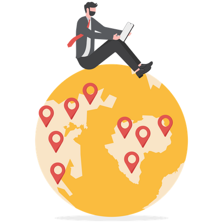 Businessmen searching locations with mobile phone gps  Illustration