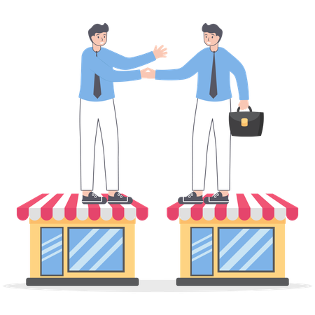 Businessmen shaking hand while doing business to business agreement  Illustration