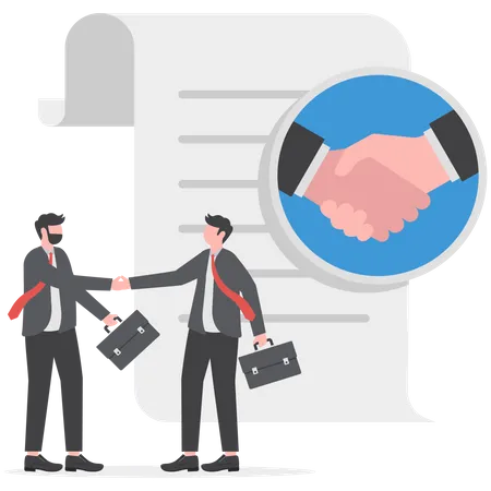 Business Agreement Illustration Concept Business People Shaking Hands Joint Venture Partnership Contract Illustration