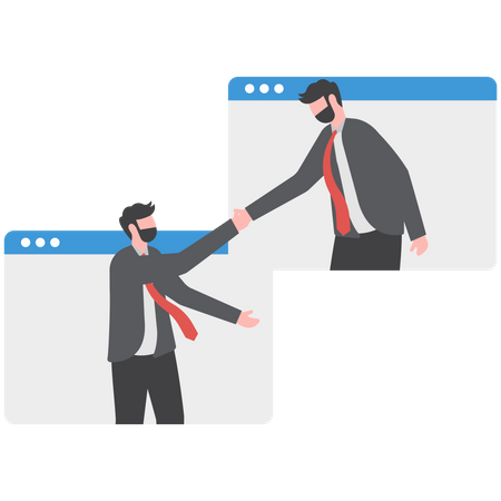 Businessmen shaking hands online  Illustration