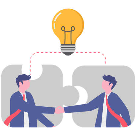 Businessmen shanking hand while doing business deal on business innovation  Illustration